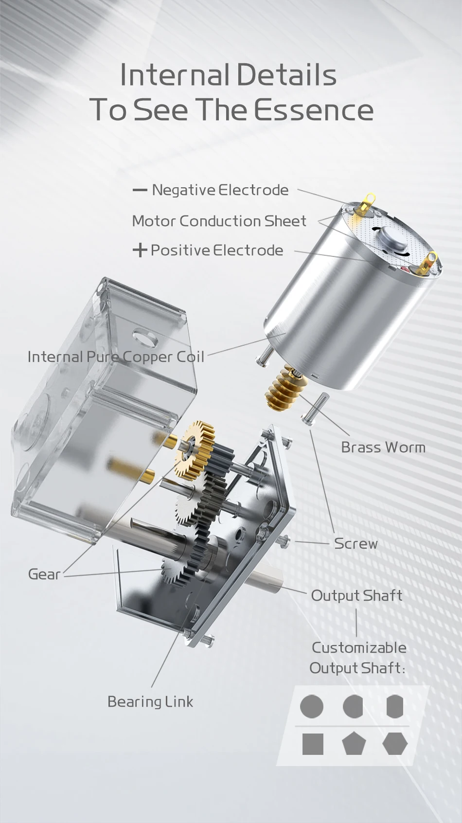 Doppelwellen-Turbo-Schneckengetriebemotor mit Hohem Drehmoment JGY-370 6V 12V 24V DC Elektromotor mit Umkehrfunktion und Selbstverriegelung, Doppelausgangswelle – Detail 8