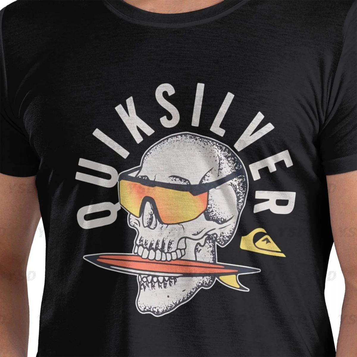 T-shirt sportiva attillata da uomo Quiksilve SKULL, abbigliamento sportivo da palestra, maglietta con stampa oversize