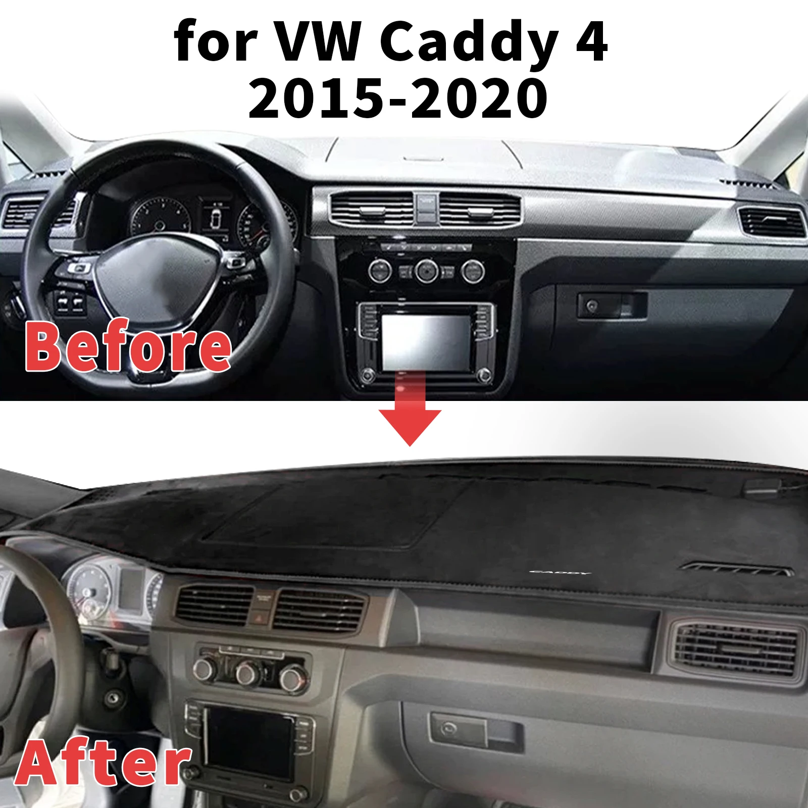 for VW Caddy 4 2015 2016-2020 ​​Dashboard Cover Sun Shade Protector Dashmat Anti-Glare UV Block Carpet Mat Automotive Dash Mat
