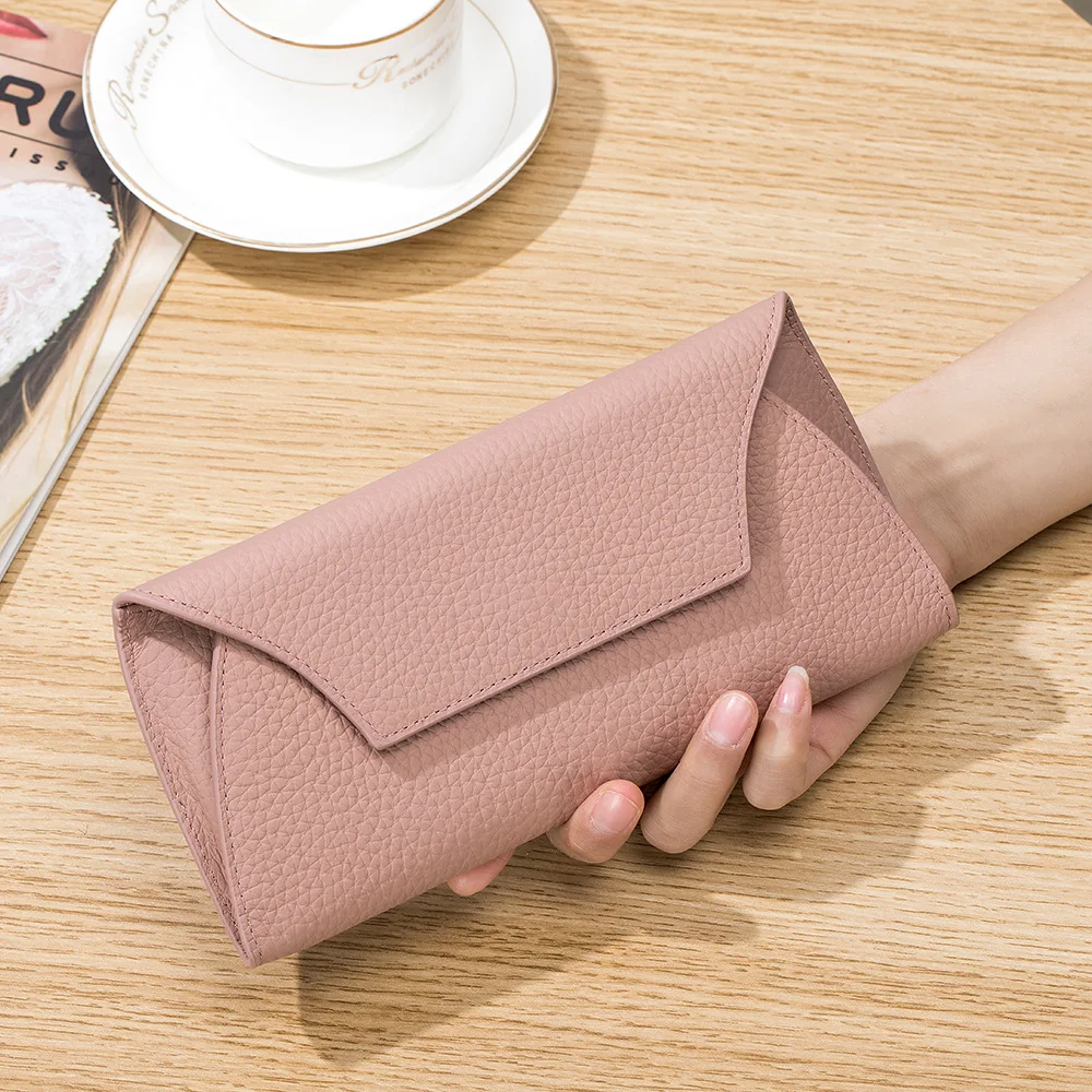 Genuine Leather Long Clutch Wallet Bags Women Simple Coin Purse Card Holder Key Lipstick Storage Phone Pouch Case For Girls