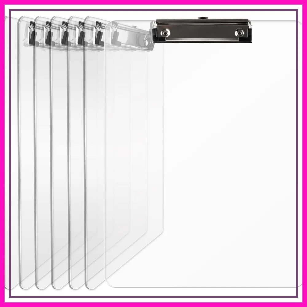

A4 Acrylic Clear Clipboard, 8.5x11 Transparent Letter Size, Low Profile Clip, Office & School Supply (Pack of 6)