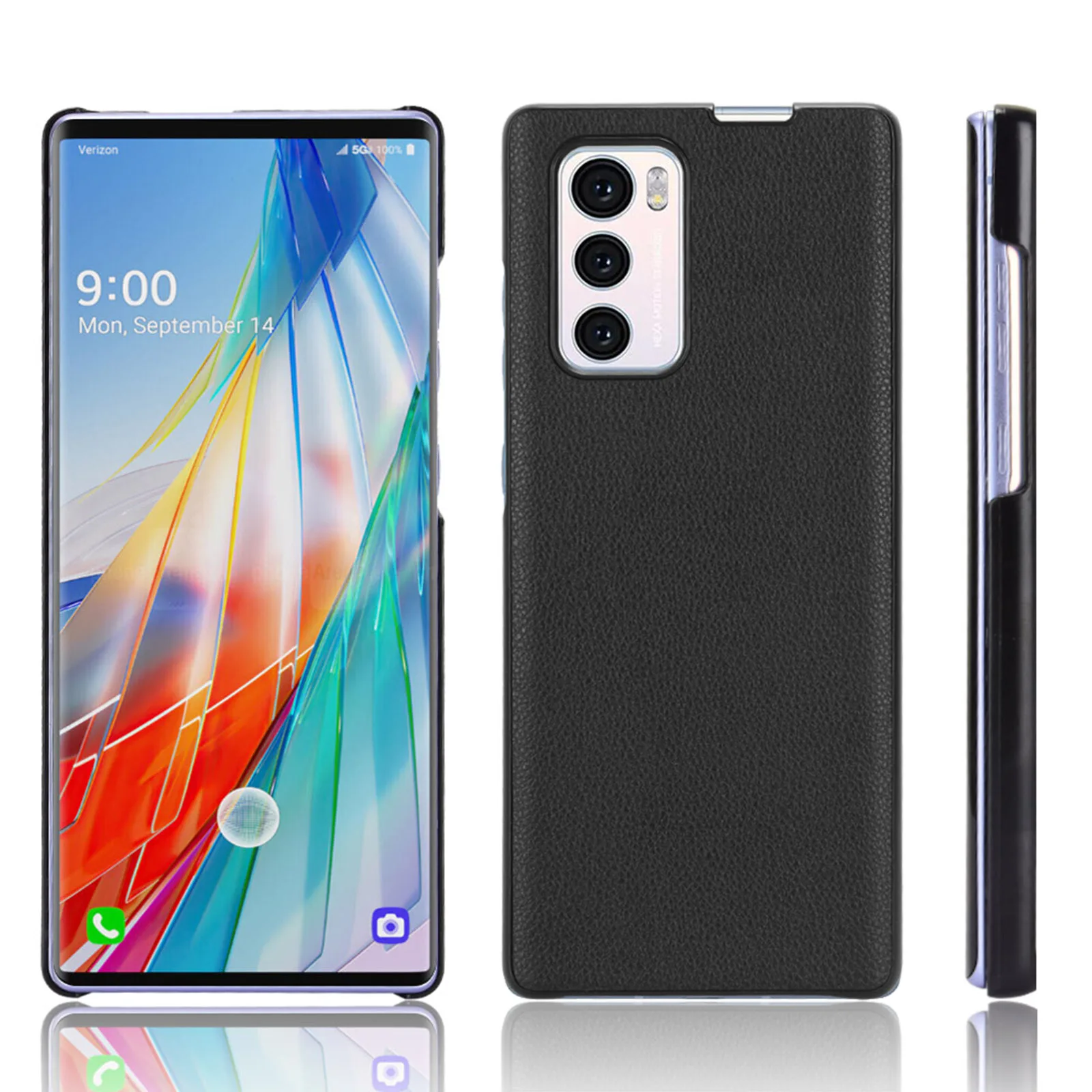 For LG Wing 5G 2020 Case Pattern Litchi Skin PU Leather and PC Book Cover For LG Wing LGWing 5G 2020 5G Phone Case 6.8 inch