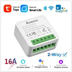 2-way controle tuya mini wifi interruptor inteligente 16a diy módulo de interruptores de luz, trabalho com vida inteligente alexa google casa yandex alice