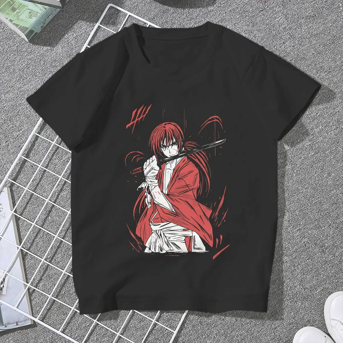 Kenshin Himura_1 Women Tshirts Rurouni Kenshin Manga Aesthetic Vintage Female Clothing Loose Graphic Clothes