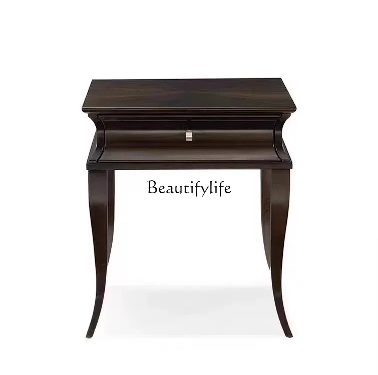 

1American light luxury retro old solid wood corner storage cabinet small coffee table