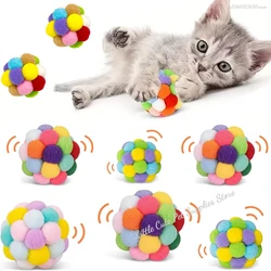 1pcs Cat Toys Balls with Bells , Color Cat Pom Pom Balls,Tinsel Sparkle Balls,Interactive Toy for Indoor Cats Kitten