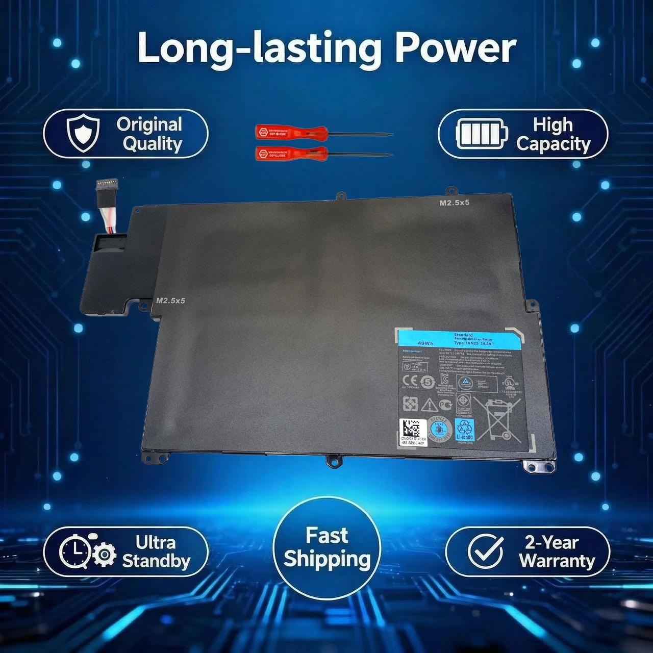 New TKN25 Laptop Battery For Dell Inspiron 5323 13Z-5323 Vostro 3360 15-3000 3546D TRDF3 V0XTF VOXTF RU485 DL011118-48P14G01