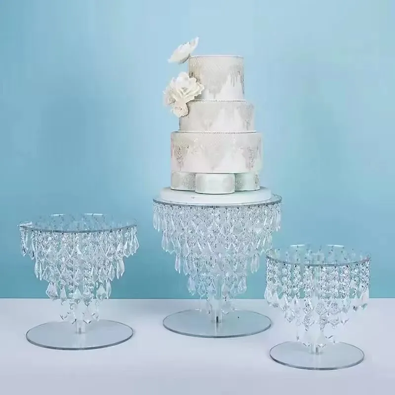 3PCS Wedding Dessert Stand Cake Stand Set Fashion Crystal Acrylic Cake Dessert Stand Decoration Home Hotel Party Snack Holder