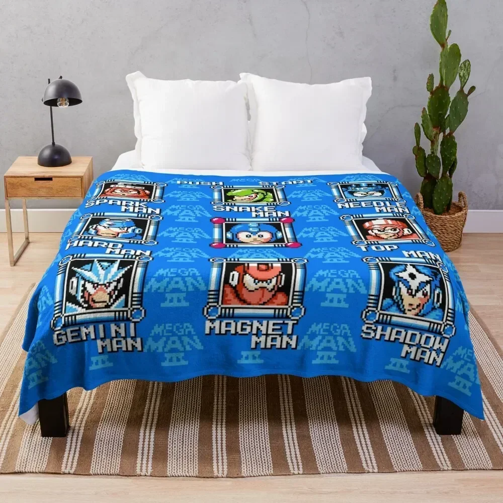 

Megaman 3 stage select Throw Blanket Multi Use Warm Blanket for Living Room Bedroom