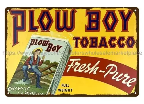 unique home decor accessories Plow Boy Tobacco fresh pure metal tin sign