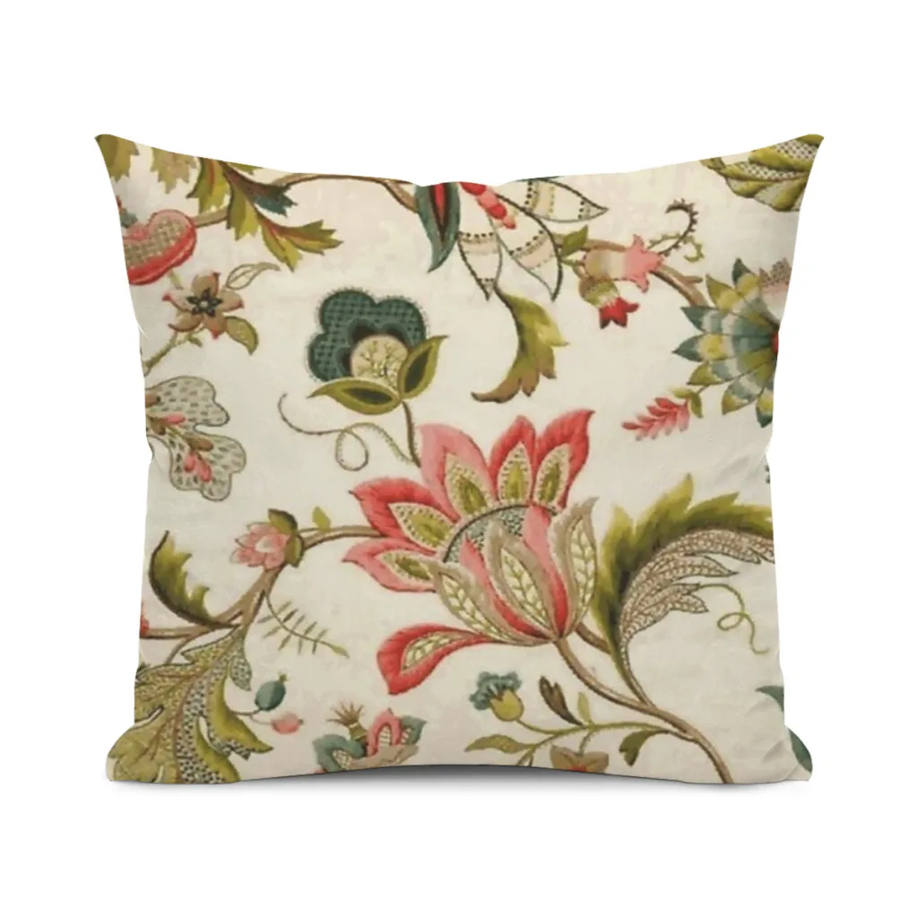 Jacobean Floral Crewel Embroidery Pattern Digital Art Vector Painting Cushion Cover Pillowcase Cushion Pillow Home