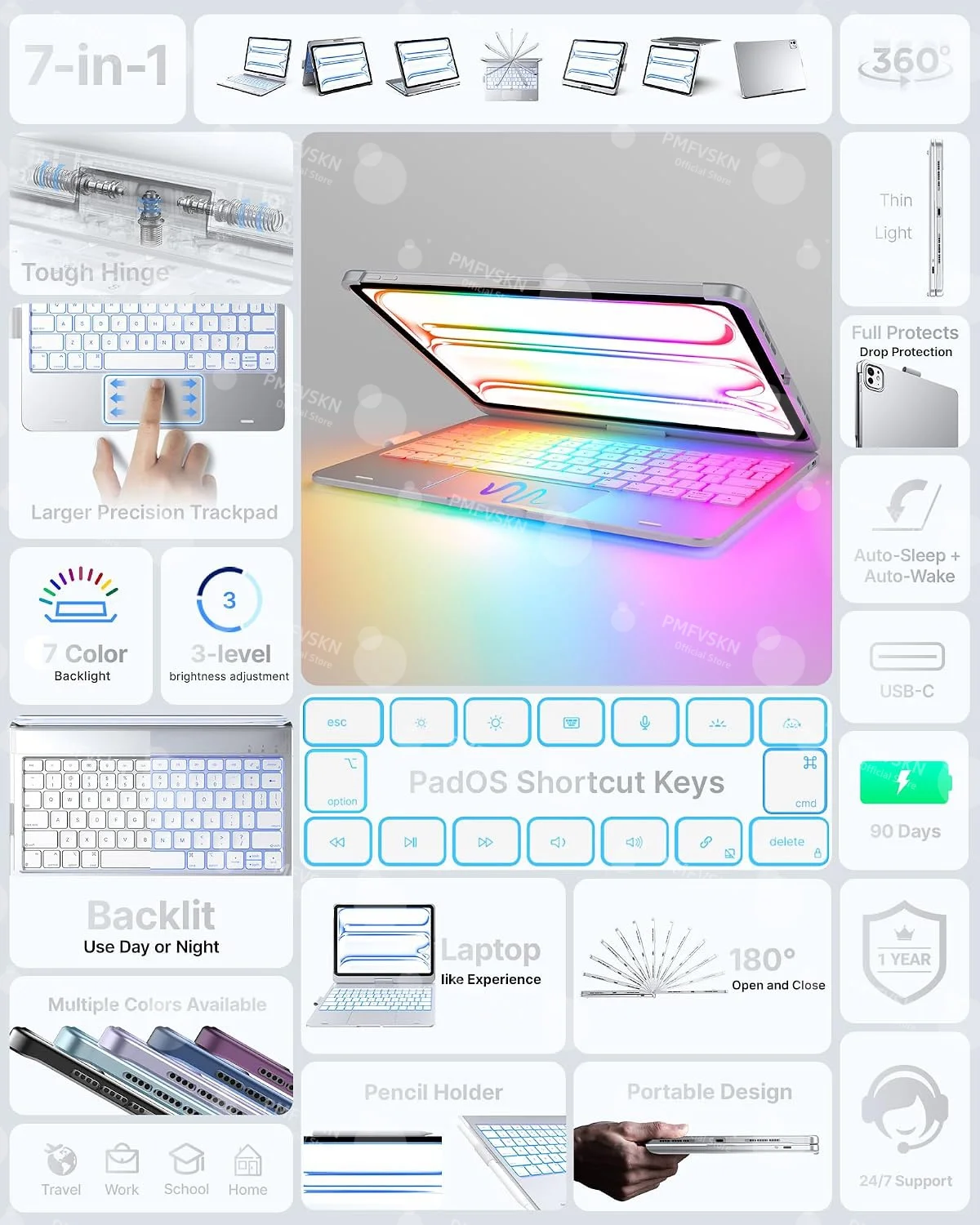 New 360° Rotatable Magic Keyboard Case For iPad Air 11 inch M4 2026 M3 M2 Air 5th 4th Case For iPad A16 2025 Pro 11 2018-2022
