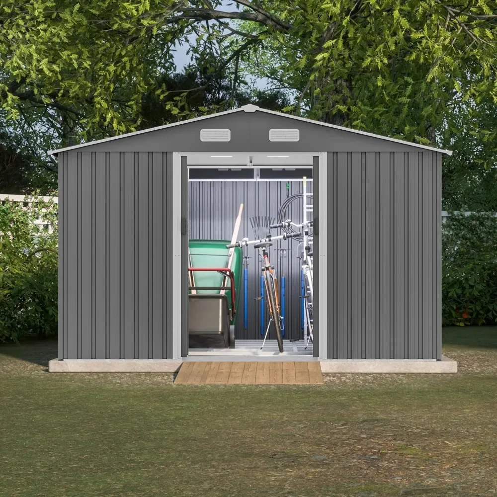 Sheds Outdoor Storage Booth Patio 3 Hooks Anti-Corrosion Weather Resistant Oversized Storage Box for Garden Gray Shed Buildings