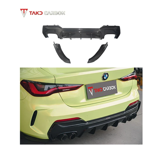 TAKD Carbon Real Car Data Development Dry Carbon Fiber Rear Bumper Lip Diffuser For BMW 4 Series G22 G23 2021-UP