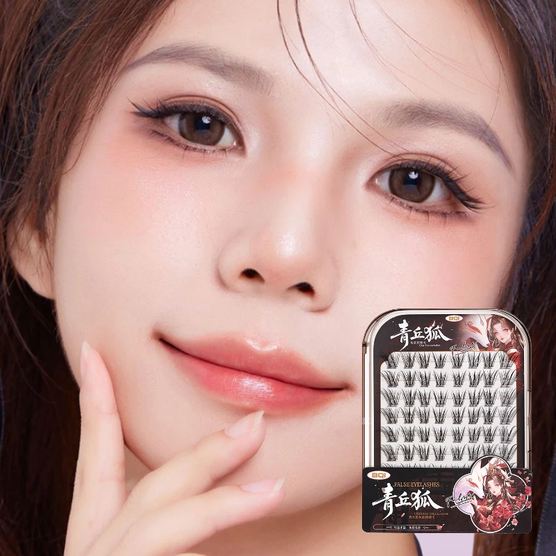 BQI グルーフリーつけまつげ、韓国製ピュアつけまつげ、自然なカール、太く、フォトジェニックで自然、初心者向け