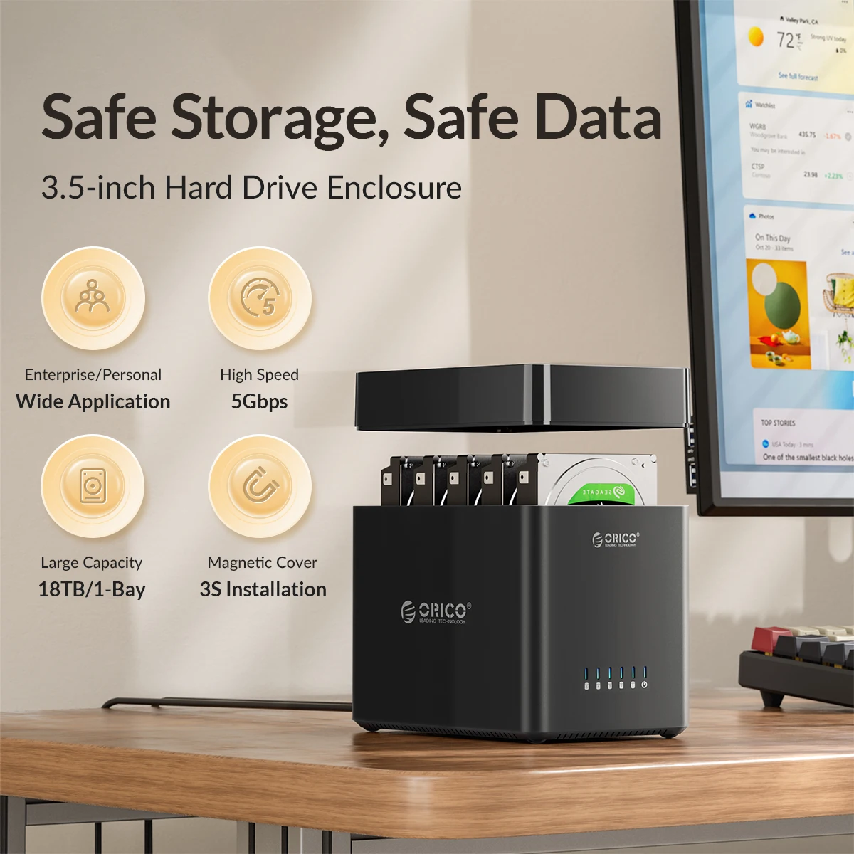 Orico-磁気タイプCハードドライブエンクロージャー,HDDケースサポート