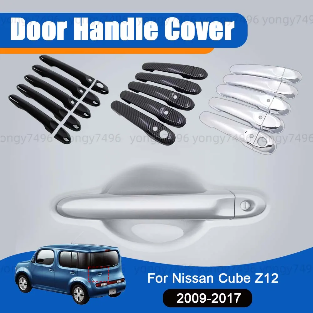 

Car Upgrade Door Handle Cover For Nissan Cube Z12 2009-2017 Electroplating Glossy Black Carbon Fiber Car Decoration Accessories