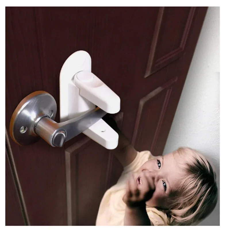 White Children's Lock Anti Opening Door Safety Lock Protective Door Handle Lock Blocker Door Blocking Device Anti-theft Device