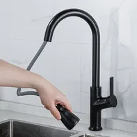 Kitchen Faucet Black Pull Out  Brushed Gold Pull Down Mixer Rotating Sink Faucet Mixer Tap Brass