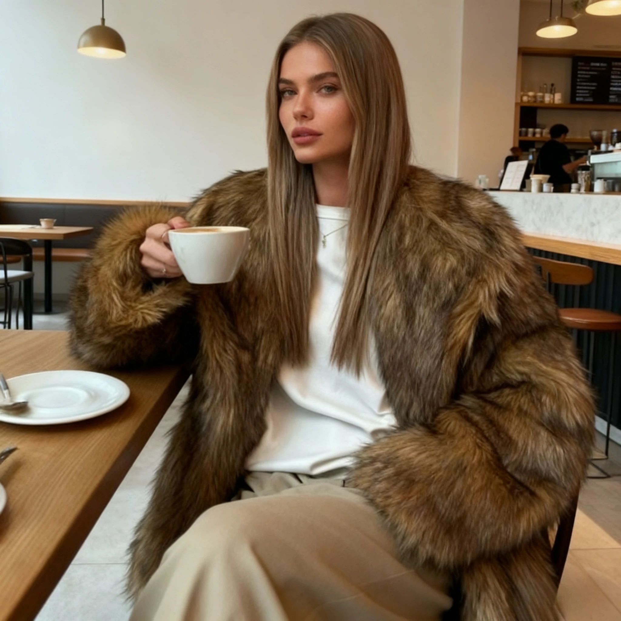 

Women Faux Fur Coats Solid Fur Jackets Turn Down Collar Long Sleeves Open Stitch Thick Warm Fur Loose Casual 2025 Autumn Winter