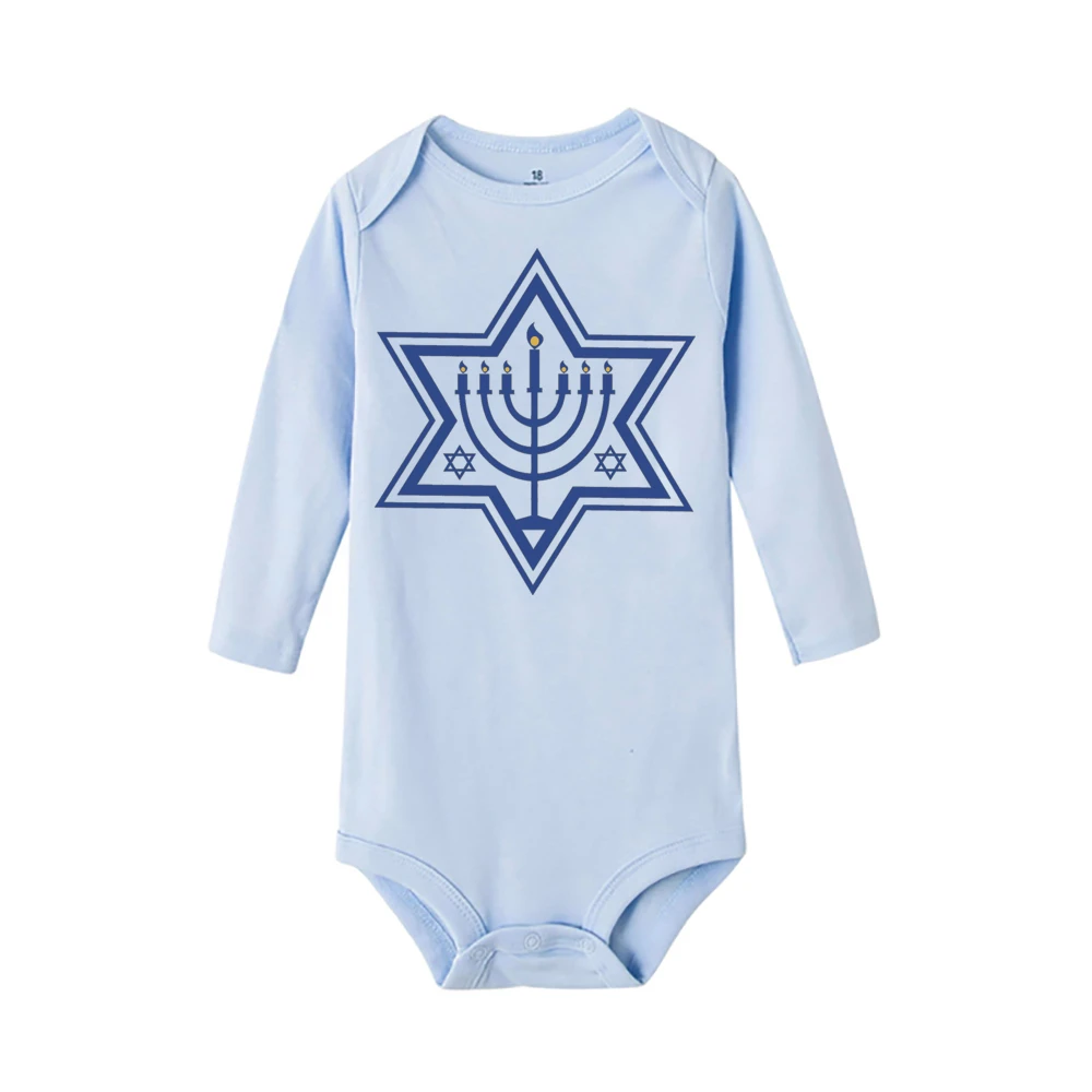 My 1st Hanukkah Print  Newborn Rompers Chanukah Baby Girl Boy Clothes Long Sleeve Infant Bodysuits Kids Festive Jumpsuit Outfits