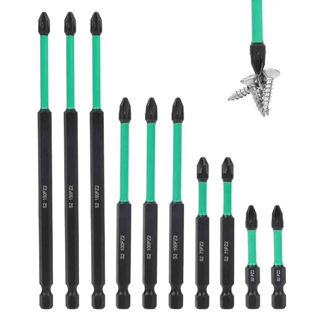 

10Pcs 1/4 Inch 6.35mm Phillips Screwdriver Bit Non-slip 150mm 100mm 75mm Screwdriver Batch Head Impact Resistant Durable