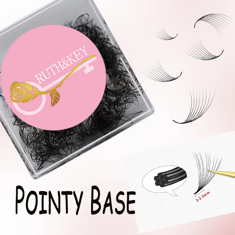 Накладные ресницы Ruthkey 500 Fans Premade Cluster Lash, ручной работы, 5D/6D/8D, 0.05/0.07, с заостренным основанием, тонкие, для премейд-наращивания