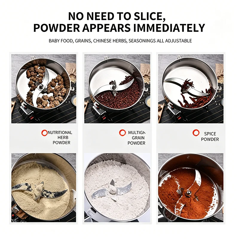 4500G Commercial Grain Grinder Multifunctional Grain Herb Spice Grinder Powder Crusher Electric Coffee Grinder