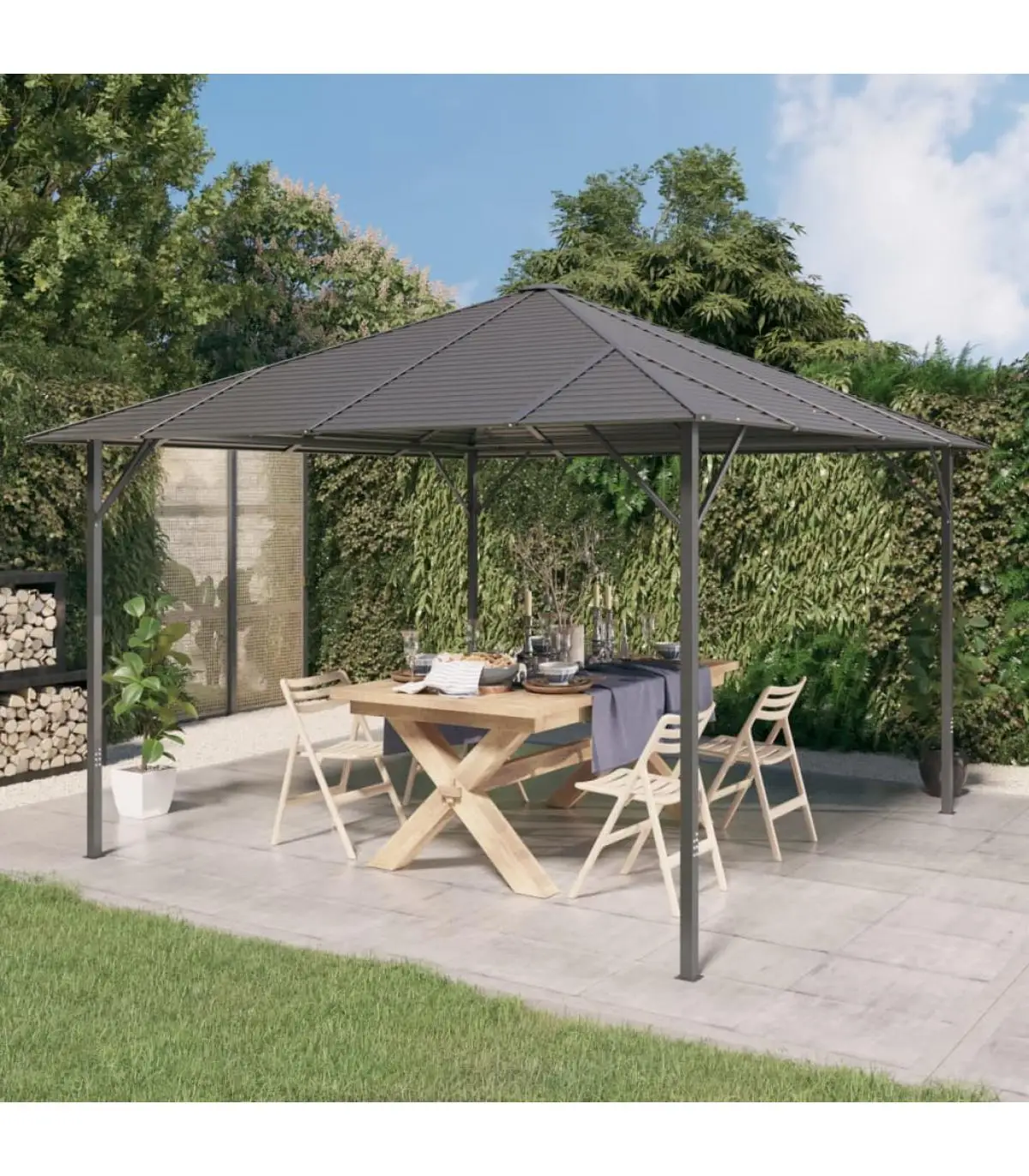 3x3 m anthracite gray roof gazebo tents