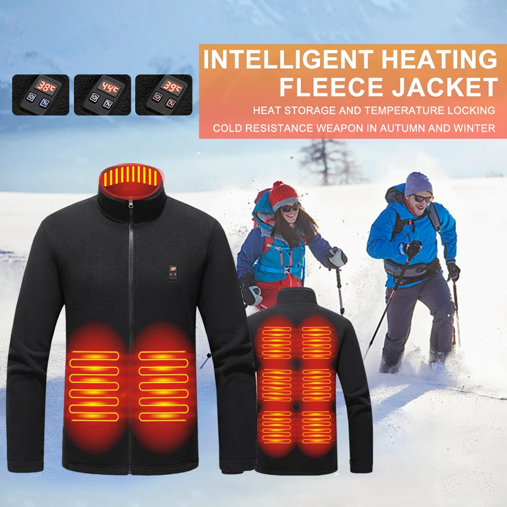 

9 Heated Area Intelligent Heating Coat USB Charging Heated Jacket Waterproof Heated Sweater 3 Gear Temperature for Hiking Skiing