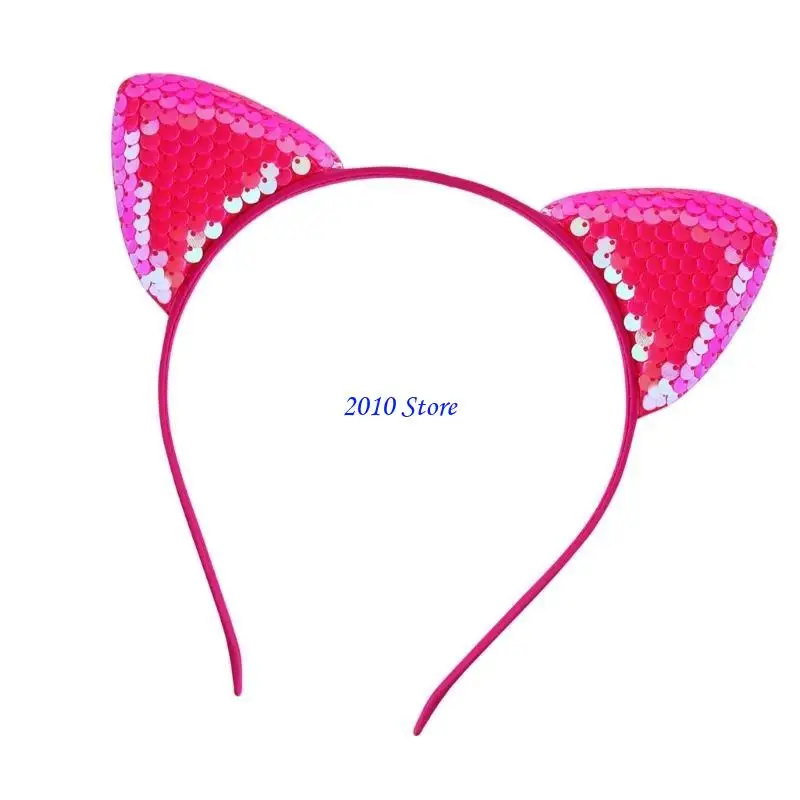 

F3MF Stylish Cats Ear Hairband with Sequins Headband Headpiece For Festival Occasion