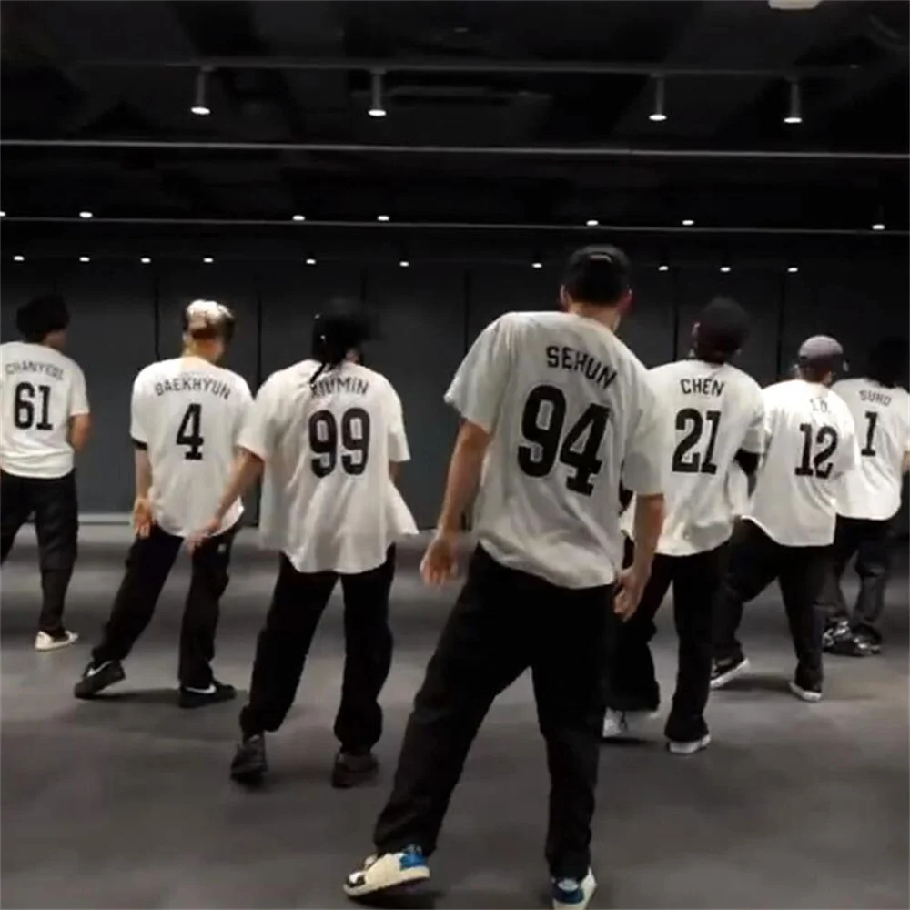 KPOP Cream Soda Letter Printing Loose O-Neck Short Sleeve Dance Practice Room T-Shirt Unisex Casual Clothes BaekHyun SeHun Fans