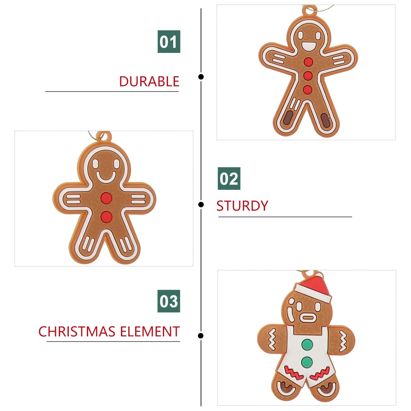 

12Pcs Gingerbread Man Decor Creative PVC Christmas Hanging Pendant Xmas Tree Ornament Festive Home Decor Tree Pendant