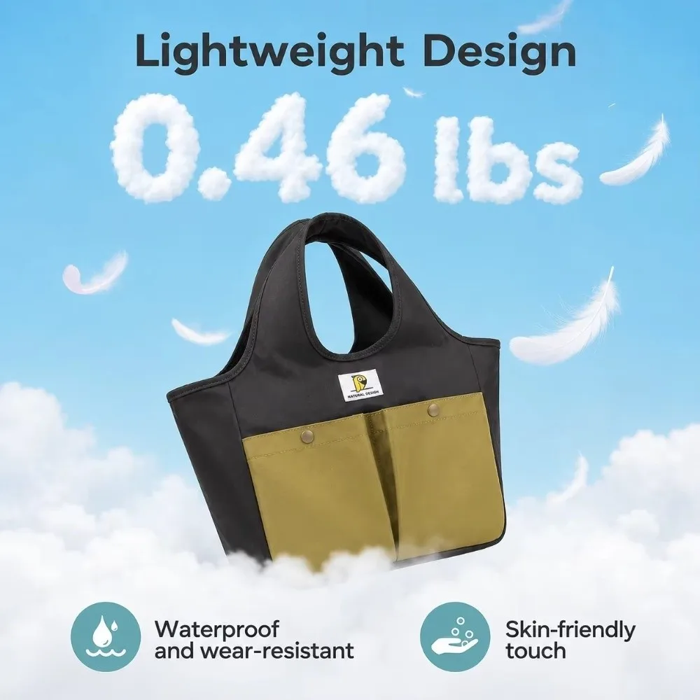 Waterproof Insulated Lunch Bag Large Capacity Multi Pockets Thermal Food Tote Bag Portable Durable Zipper Portable Food Bag