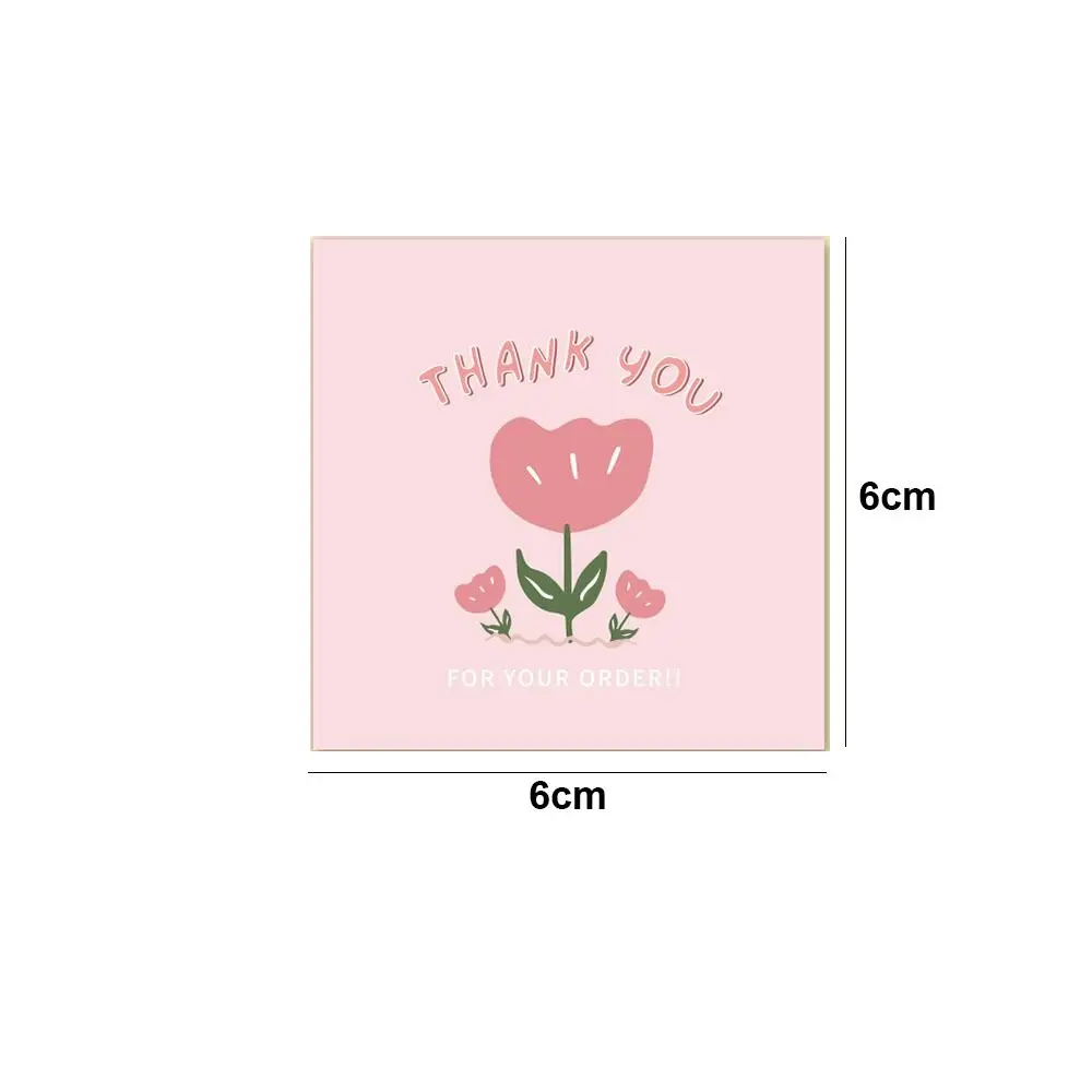 50PCS Thank You Cards Cartoon Flower Gratitude Labels Multicolor Greeting Postcards Event Ornament Home Decorations 6cm*6cm