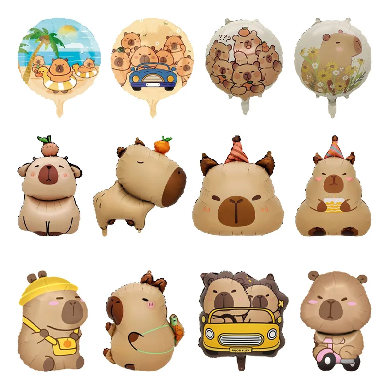 Niedlicher Capybara Aluminiumfolienballon Cartoon-Tier Capybara-Thema Heliumballons Baby-Shower Geburtstagsparty Dekoration