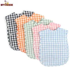 100% Cotton Foldable Food Waste Pocket Baby Bandana Bibs Creative Plaid Design Infant Baby Burp Cloth for Children Feeding Apron