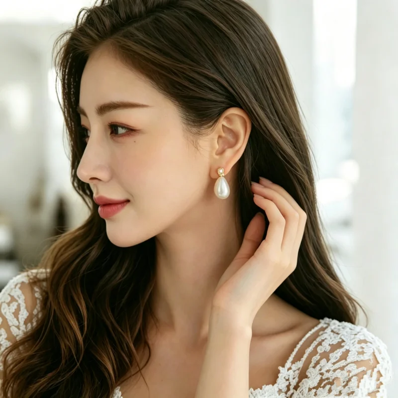 

SOMILIA Premium S925 Silver Water Drop Pearl Earrings New Fashion 18k Gold Luxury Shiny Zircon Women Party Ear Ornaments