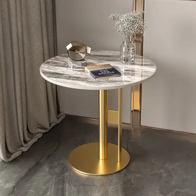 Round Sofa Side Table Light Luxury Slate Coffee Table Designer Living Room Bookshelf Furniture Nordic Modern Table image 5