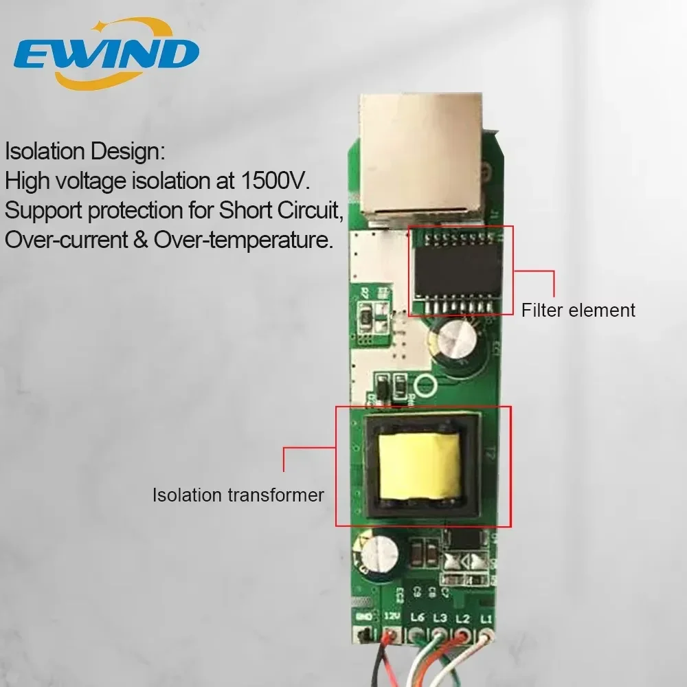 EWIND جيجابت POE الفاصل 48 فولت إلى 5 فولت 12 فولت مايكرو USB/Type-C/DC 10/100/1000 ميجابت في الثانية الطاقة عبر إيثرنت مع كابل القطع POE المعزول