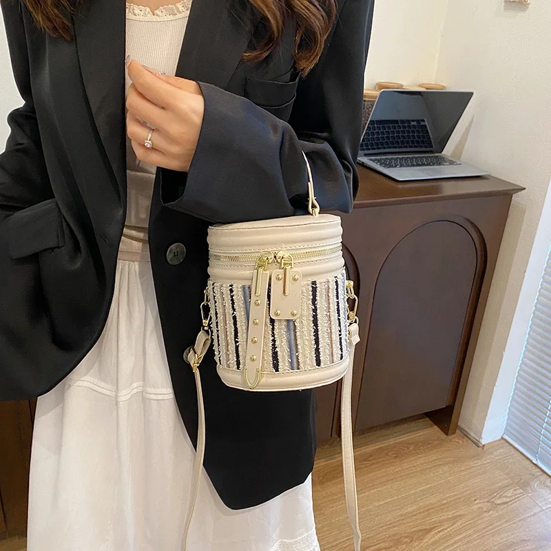 Brand Barrel-shaped Shoulder Bags Women Top Handbag High Quality Crossbody Bag and Purse Lady Cute Clutch Bag Fashion Bucket Bag