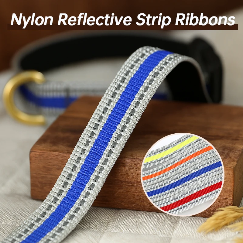 

15/20/25mm Gray Reflective Webbing for Dog Leash Sewing Starp Nylon Tapes Night Running Clothing Decoration Ribbon Haberdashery