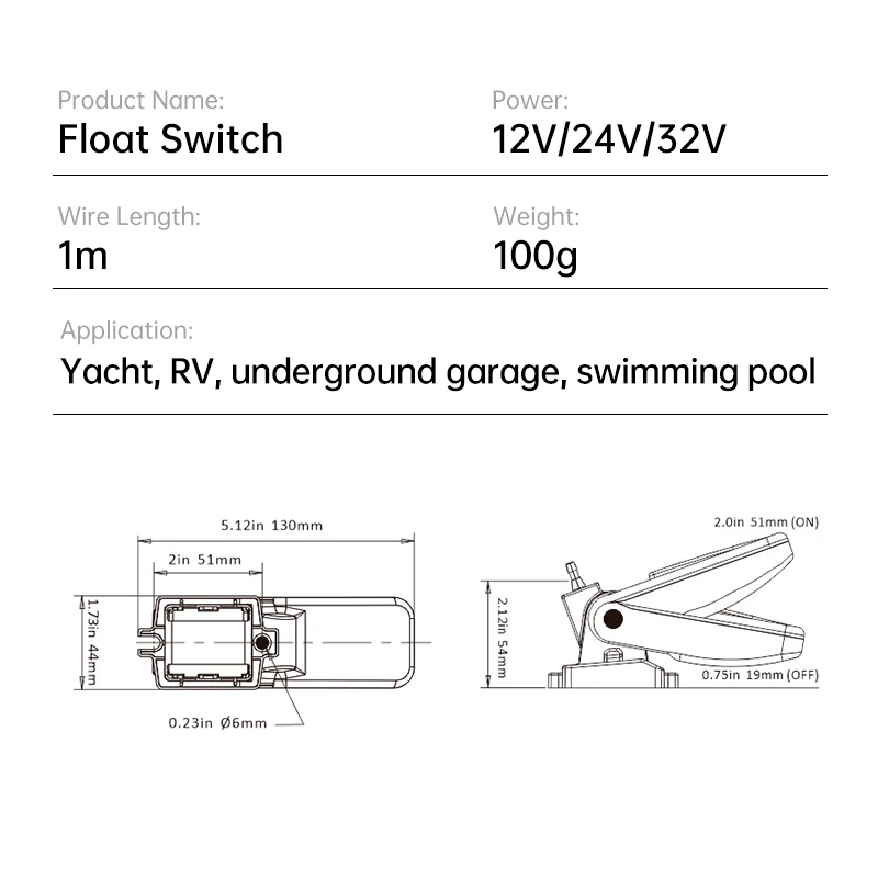 12v 24v 32v Automatic Bilge Pump Float Switch Bilge Switches Flow for boat accessories marine submersible boat water pump