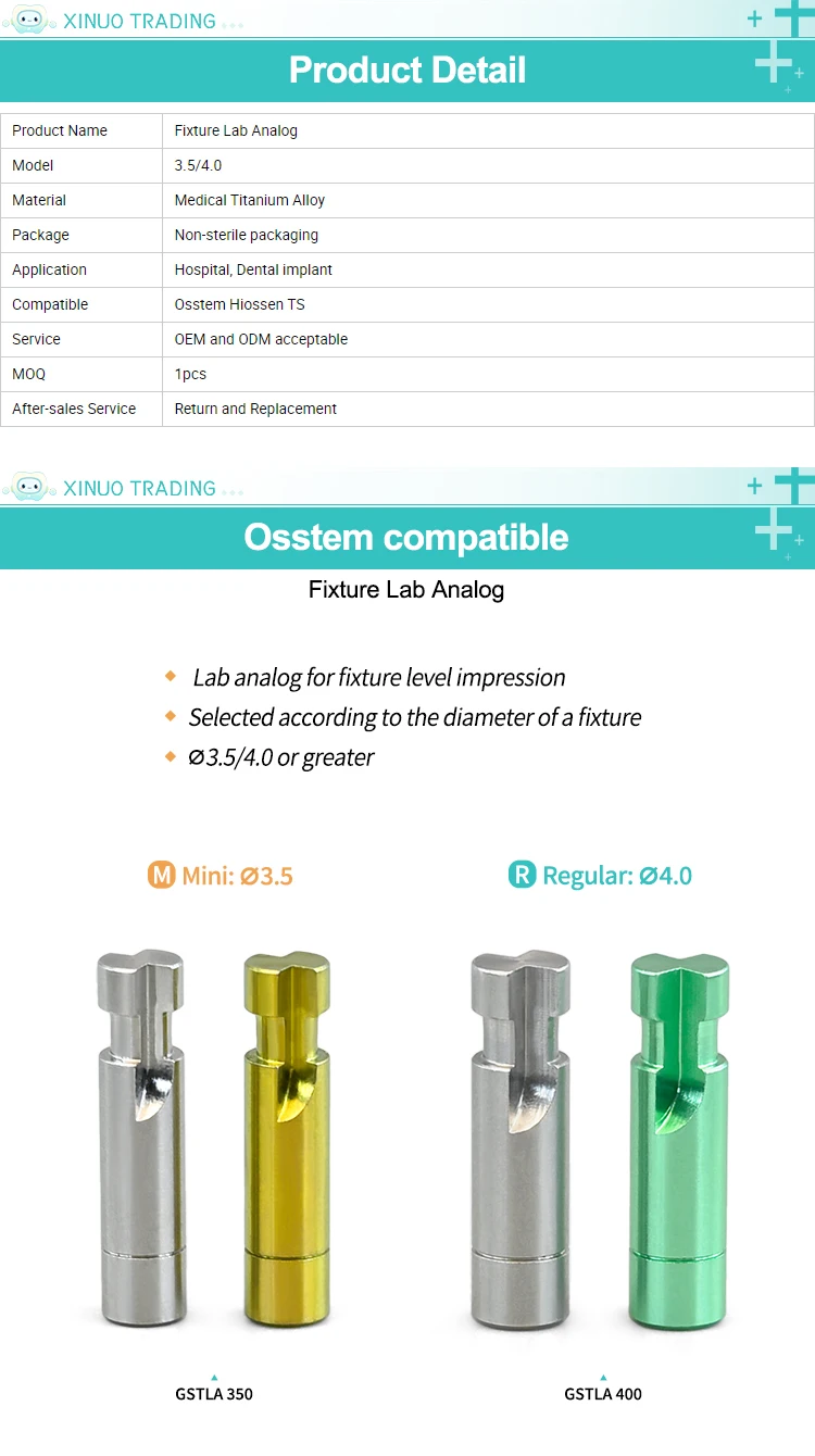 2PCS OSSTEM Fixture Lab Analog Dental Implant System Abutment Surgical Guide Kit for Dental Clinic Laboratory Equipment in Stock