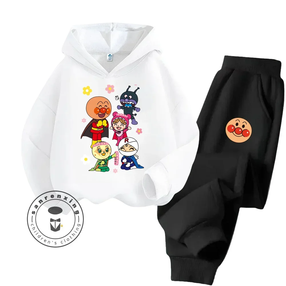 2024 Anpanman Fashionable Cartoon Long Sleeve Streetwear for Kids Age 3-14 Spring Autumn Casual Designs Kawaii Hoodie Tracksuit