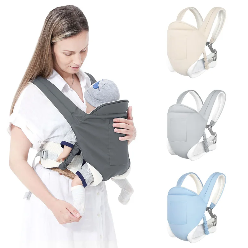 Multi-Functional Baby Carriers Solid Color Horizontal Newborn Carries Breathable Backpack Baby Sling Wrap for Travel All Seasons