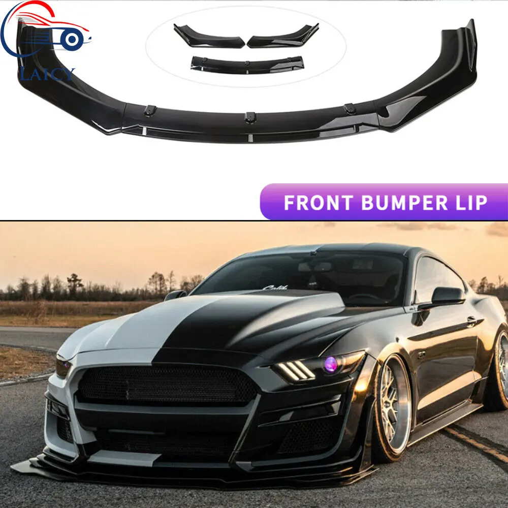 LAICY 3PCS For  Mustang 2005-2014 Car Front Bumper Lip Spoiler Splitter Diffuser Body Kit Separator Guard Auto Accessory