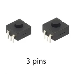 10pcs 12*12mm Push switch on off  flashlight switch black small micro switch 3 feet 3 pins