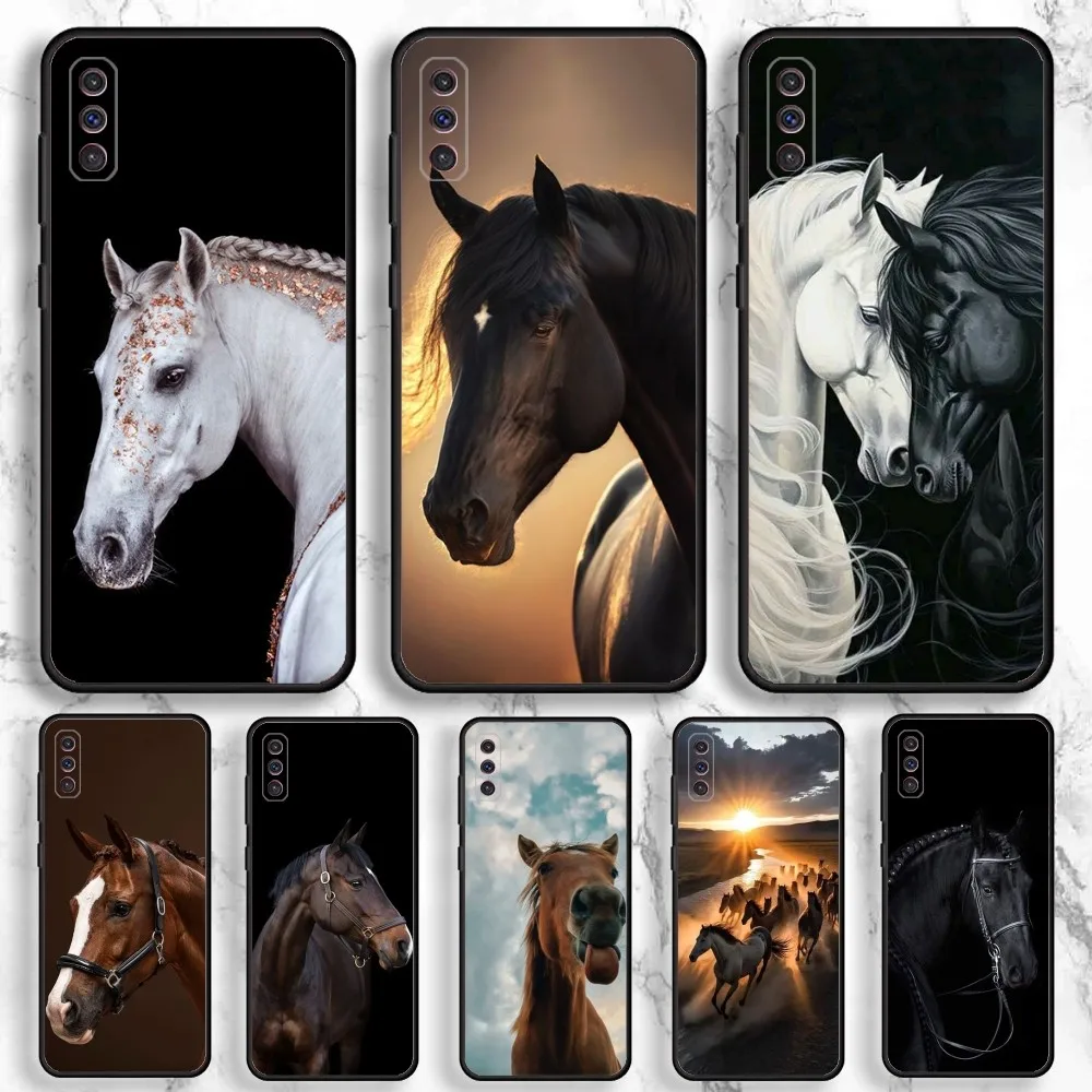 Horse Phone Case For Samsung Galaxy A13,A21s,A22,A31,A32,A52,A53,A71,A80,A91 Soft Black Phone Cover