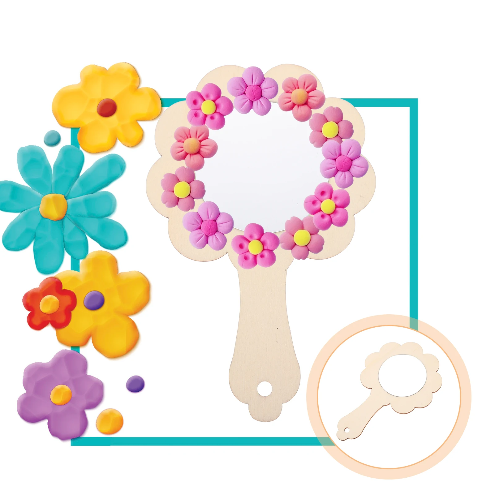 10 قطعة مرآة خشبية H عقد الحرف اليدوية للأطفال لعبة تعليمية لم تنته DIY ماكياج اكسسوارات فنون مرآة المنزلية